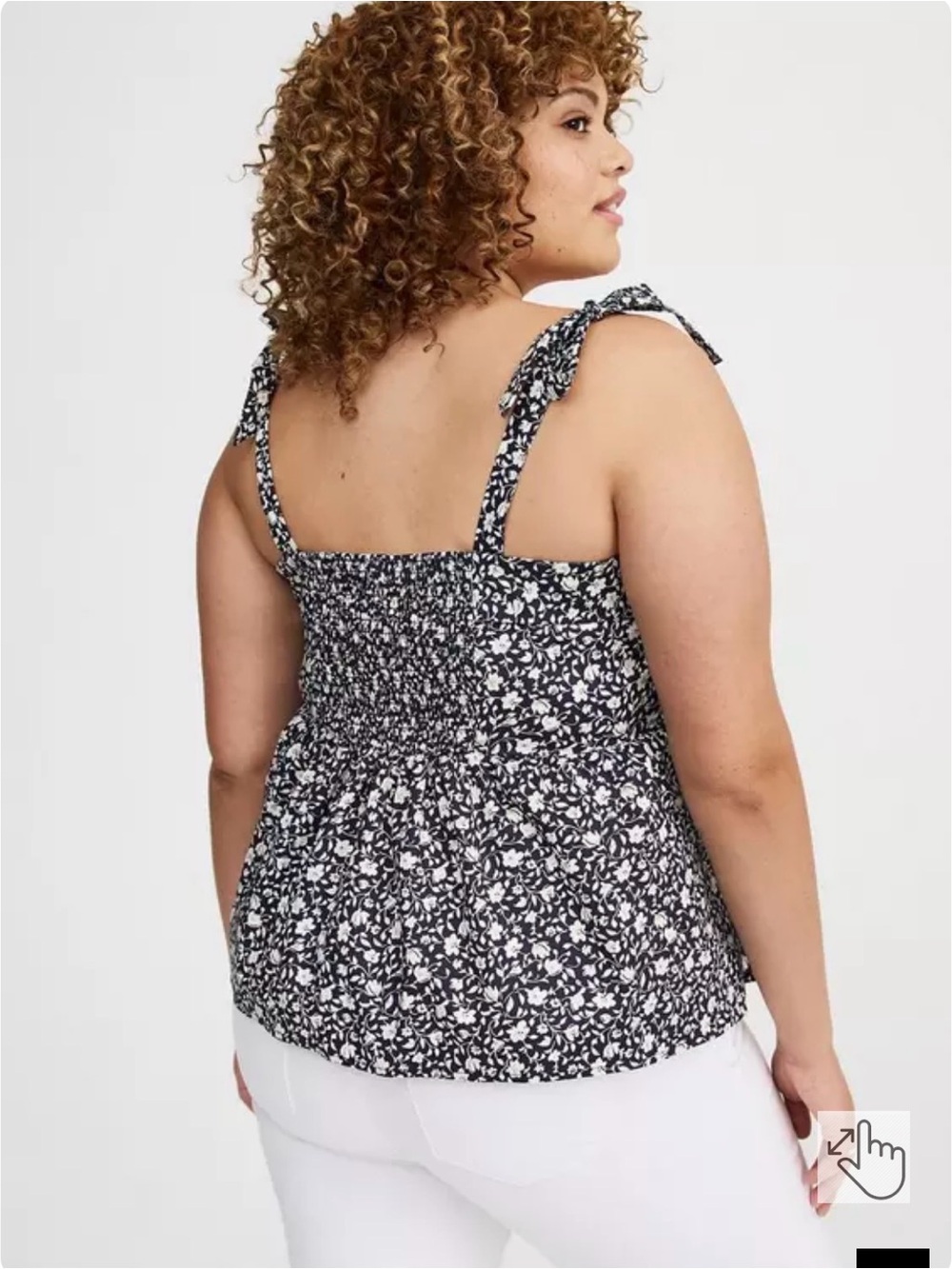 🩵HP🩵 torrid Navy and White Floral Tie-Strap Summer Top - Picture 6 of 11